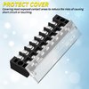 Joinfworld 8 Position Terminal Block 25A 600V Dual Row Screw Terminal Strip Dual Row with Cover and 8 Position Pre-Insulated Terminal Jumper Block - 4Sets