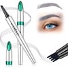 Microblade Eyebrow Pen, Grey Eyebrow Pencil for Older Women Soft Waterproof Brow 4 Fork Tip Pencil, Liquid Eyebrow Pen that Looks Like Hair, Grey