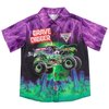 Monster Jam Trucks Grave Digger Toddler Boys Hawaiian Button Down Shirt Purple/Green 4T