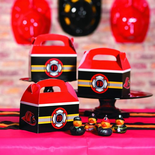 Fun Express - Fire Heroes Treat Boxes for Birthday - Party Supplies - Containers & Boxes - Paper Boxes - Birthday - 12 Pieces