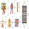 KATUMO Bird Toy Set, 7 PCS Small Bird Toys for Parrot, Including Wooden Ladder, Chewing Toys, Perch - Pet Activity Structure for Indoor, Outdoor, Climbing, Entertainment