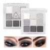 KARNAR Black Smokey Gray Silver Glitter Shimmer Eye Makeup Palette, 9 Colors Cool Toned Matte, Make Up Black Radiance Eyeshadow Palette, Profesional Sombras De Ojos