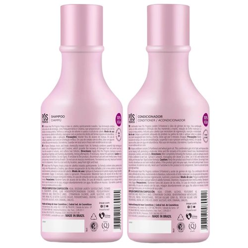 INOAR – POS Progress Shampoo & Conditioner Kit, Keratin Treatment, Strengthen Hair, Healthy, Soft, Smooth Hair, Anti-Frizz, Hair Repair, Vegan Hair Products for Men and Women (8.45 oz. each)