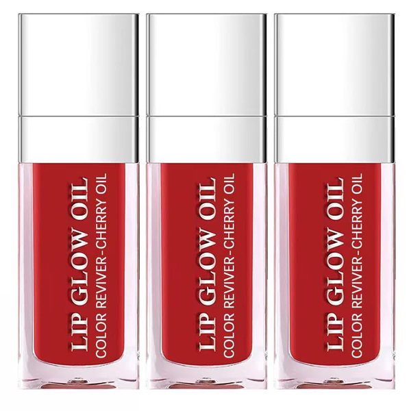 Plumping Lip Oil Hydrating Tinted Lip Balm Long Lasting Nourishing Lip Gloss Transparent Toot Lip Tint Lip Care Non-sticky Cherry Lip Glow Oil 6ML (2Cherry)