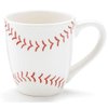 Burton & Burton Baseball 13 oz Ceramic Coffee Mug Great Gift for Sports Fans,white with red baseball pattern,13 ounce