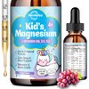 Kids Magnesium Glycinate Liquid Drops with Omega-3, Ashwagandha, Vitamin B6, D3, K2, Calcium & Chamomile - Magnesium Drops for Kids Sleep, Calm, Focus, Brain & Mood - Grape Flavor