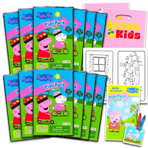 12 Pc Peppa Pig Mini Party Favors Set - Bundle with 12 Peppa Pig Play Packs | Mini Coloring Books...