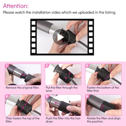 Hair Dryer Filter Replacement for Dyson Supersonic HD01 HD03 HD08 Models, Hair Dryer Outer Filter Repair Accessories(Metallic Gray)