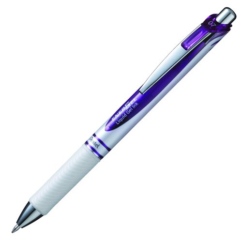 Pentel EnerGel Pearl Deluxe RTX Retractable Liquid Gel Pen, (0.7mm), Accent, Violet Ink, Box of 12 (BL77PW-V)