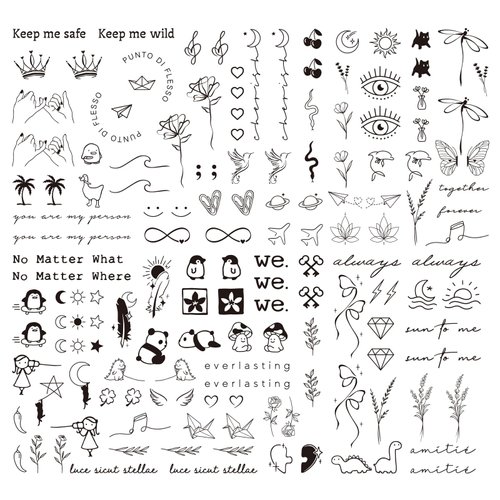 3sheets Realistic Temporary Tattoos Adult Women Semi Permanent Tattoo Long Lasting 1-2 Weeks Tiny Small Matching Tattoos for Bestie Sister Best Friends (Black A)