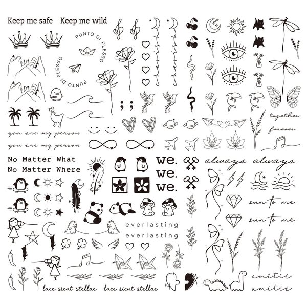 3sheets Realistic Temporary Tattoos Adult Women Semi Permanent Tattoo Long Lasting 1-2 Weeks Tiny Small Matching Tattoos for Bestie Sister Best Friends (Black A)