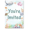 Under the Sea First Birthday Invitations with Envelopes Set of 20 Watercolors Whale Turtle Shark Jellyfish Sea Life 1st Birthday Party Invites Fill in Blank