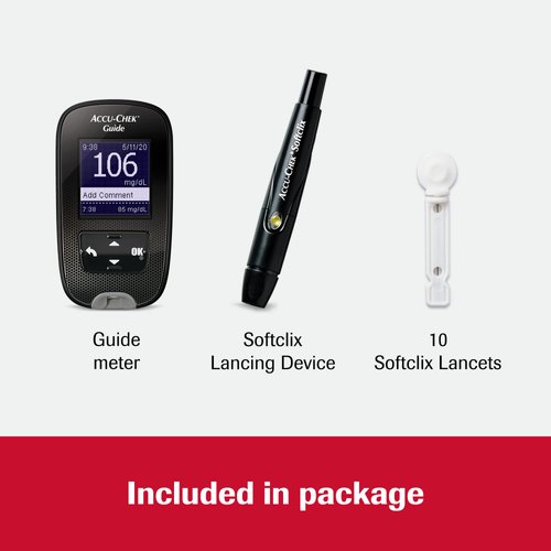 Accu-Chek Guide Glucose Monitor Kit for Diabetic Blood Sugar Testing: Guide Meter, Softclix Lancing Device, and 10 Softclix Lancets