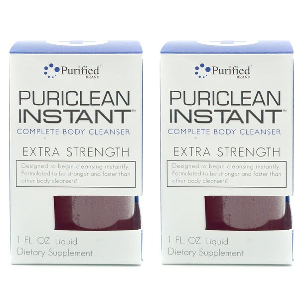 Wellgenix Puriclean Instant Complete Body Cleanser, 1 Fl Oz Fruit Punch, Premium Extra Strength Herbal Cleanse Detox Drink, One Hour Detox Support Supplement (2 Pack)