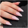 Erolagomat Press on Nails nude pink gradient Almond Fake Nails, Medium Length Acrylic Nails with Jelly Glue, Shiny Glossy Gel False Nails Kits Salon Quality Press ons Stick Glue on Nails Tip,24 Pcs