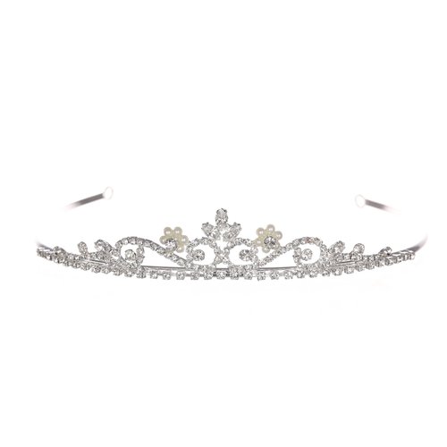 SAMKY Wedding Bridal Headpiece Tiara Crown with Pearl Crystals Bride's Hair Accessories