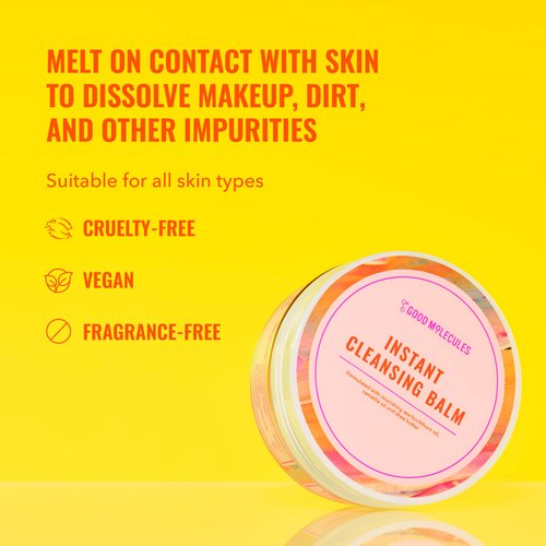 Good Molecules Instant Cleansing Balm - Facial Cleanser and Makeup Remover with Shea Butter, Sea Buckthorn, and Camellia Oils - Skincare for Face and Eyes