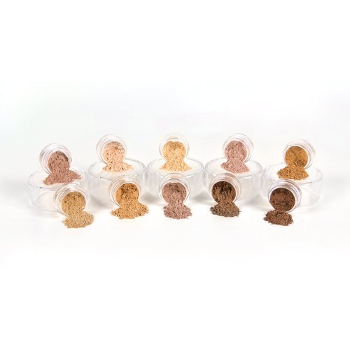 FOUNDATION SAMPLER (8 SHADES) Mineral Makeup Sample Size Jars Matte Loose Powder Bare Face Cosmetics Full Coverage Long Lasting All Skin Types SPF 18