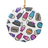 GRAPHICS & MORE Cat Toys Mouse Fish Catnip Pattern Porcelain Scalloped Holiday Christmas Tree Ornament - 2.8" (7.1 cm)
