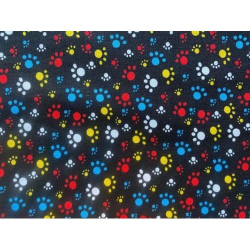 Paws Cats Dogs Bright PAW CAT Dog Colors Black Cotton Fabric Fat Quarter Fabric