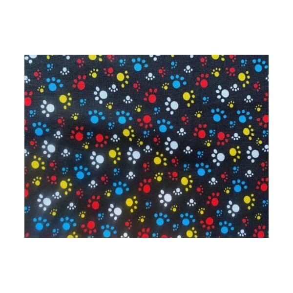 Paws Cats Dogs Bright PAW CAT Dog Colors Black Cotton Fabric Fat Quarter Fabric