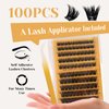 Sikkis Self Adhesive Eyelashes Clusters Kit, D Curl Pre Glued Lash Clusters Wispy Lashes Kit with Tweezers for Beginners, Press On Glueless Lash Extension Kit 10-16mm - 100PCS