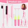 SWEET VIEW Hair Crochet Hooks Set - 2 Crochet Needles, Edge Brush, Bristle Brush, Rat Tail Comb, 3 Gator Clips for Passion Twist Hair Extensions