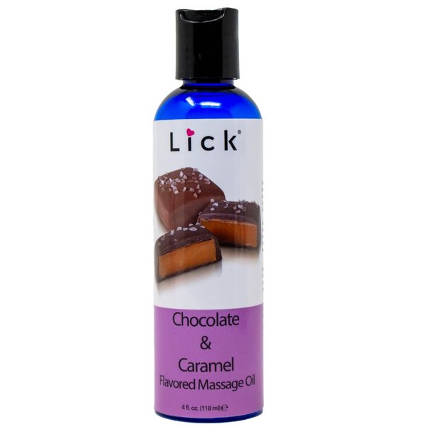 Lick Chocolate and Caramel Decadence Massage Oil – Rich, Sweet Blend, Skin Hydrating, Intimacy, 4 oz