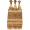 Blonde Bundles Human Hair Color #27 Straight Human Hair Bundles 8 10 12 Inch Unprocessed Brazilian Virgin Hair 8A Grade Blonde Straight Bundles Double Weft Weave Extensions Hair