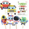 VKPI Make 6 Popstick Puppets Craft Kit for Kids, Foam Art Crafts Gift, Story Time Toys for Ages 4+ Toddler, Cars, Astronaut, Rocket, Spacecraft, Preschool Projects Game Craft, Birthday Party Favor