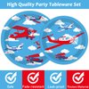 Wiooffen 96 Pcs Airplane Plates Airplane Birthday Party Decorations Plane Plates Blue Sky Plates Two Fly Paper Plates Napkins Party Supplies Baby Shower Airplane Theme Favors for Kids Serves 24 Guests
