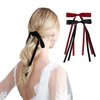 Frivievy Hair Ribbon Clips Hair Bows for Women Girls Simple Bow Clips Hair Bows with Small Long Tail Bow Accessories(Black,Red)