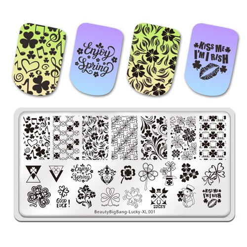 St Patricks Day Nail Stamping Plates Shamrock Nail Stamping Plate Lucky Clover Nail Art Stamping Template 17th of March Manicure Decorations Supplies 1Pcs