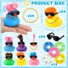HyDren 24 Pcs Light Up Rubber Ducks Bulk Small Cute Ducks Operation Christmas Ducks Bath with Wig Up Funny Shower Ducks for Boys Girls Birthday Holiday Pool Party Favors