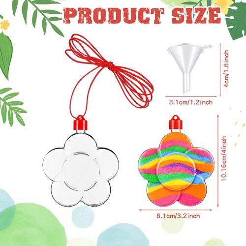 Suttmin 30 Pack Sand Art Bottle Necklaces for Kids Sand Art Craft Kit Fun Art Party Supplies Favors DIY Art Activity Group Include Clear Plastic Mini Funnels, Sand Not Included