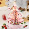 YILETKC Pink Crystal Christmas Tree Building Block Set, 675 PCS Christmas Music Box Bricks Model Kit, Construction Toy for Adults Girls