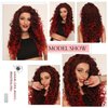 Ebingoo +Wig Cap Omber Red Black Lace Front Wig Ombe Wine Red Curly Lace Front Wig Long Curly Lace Front Wig Free Part Synthetic Wig Burgundy Lace Front wigs Red Wig for Women Party Halloween