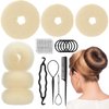Hair Bun Maker Set 6 PCS - Ring Style Hair Bun Donut (1 L, 2 M and 3 S) with Pins 5 Elastic Bands, 20 Hair Bobby and 4 Pony Hair Tools for Women & Girls Kids (Blonde)