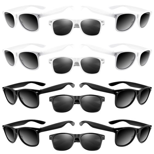 ASTARON 12 Pack Kids Party Sunglasses Bulk Neon Party Favors for Beach Wedding Party Pool Party Supplies, Balck and White