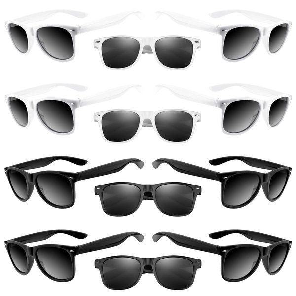 ASTARON 12 Pack Kids Party Sunglasses Bulk Neon Party Favors for Beach Wedding Party Pool Party Supplies, Balck and White