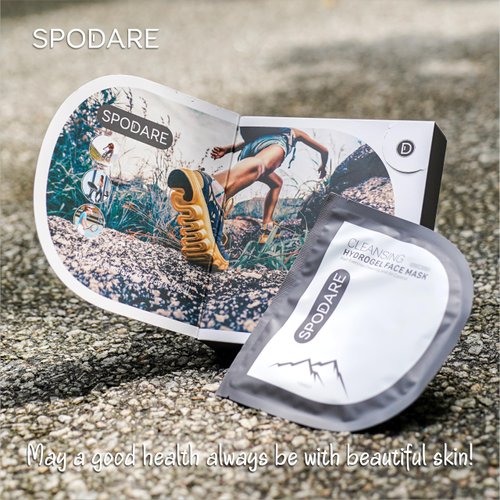 SPODARE SPORTS MASK - Cleansing Hydrogel Face Mask - Absorb Pore Dirt, Oil Control, Cleaning and Refreshing Skin - Detoxify and Purify after Exercise - For All Skin Types - 5 Pc