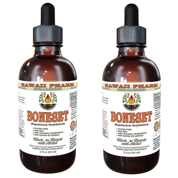 Boneset Alcohol-Free Liquid Extract, Boneset (Eupatorium perfoliatum) Dried Above-Ground Parts Glycerite Hawaii Pharm Natural Herbal Supplement 2x2 oz