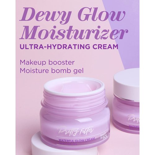 Touch in Sol Hydrating Face Moisturizer Gel Cream 1.76 oz. – Plumped Up Lightweight Day and Night Cream with Hyaluronic Acid and Collagen - Pretty Filter Waterful Glow Cream