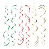 Mefuny Pack of 30 Gold Green and Red Hanging Swirl Decorations Plastic Streamer Party Swirl Spiral Decorations for Ceiling Wedding Baby Shower Birthday Party Decorations