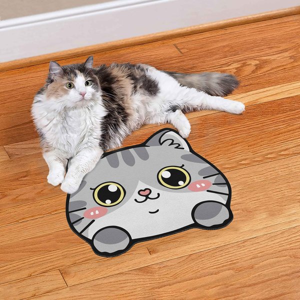 Pet Feeding Mat Cat Food Mats for Indoor Cats Absorbent Cat Feeding Bowl Mat No Stains Easy Clean Cat Food Mat Quick Dry Mat for Cat Food and Water Dispenser Mat Pet Supplies (Grey, 19"x15")