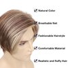 MLDconcinnty Mens Wig Slicked-back Side Part Short Brown Mix Blonde Layered Men’s Realistic Wig Synthetic Fiber Wigs Daily Use Cosplay Costume Wig
