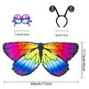 D.Q.Z 6 Pcs Kids Fairy Butterfly-Wings for Girls Halloween-Costumes with Antenna Headband Mask Party Favors (Rainbow-Purple)