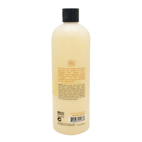 BoaVida Deodorizing Citrus Plus Elder Shampoo and Body Wash with new leak-proof cap, Soap Made with Persimmon to Treat the Presence of Nonenal and Remove Old Person Smell, 16 oz