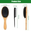 OWIIZI Natural Boar Bristle Brush for Women Mens Kid Soft Boar Bristle Hair Brush Bamboo Detangler Brush and Tail Comb Set for Long Curly Fine Hair