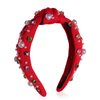 baotongle Christmas Headband for Women Valentine's Day Xmas Red Peal Headband Embellished Crystal Pearl Knotted Headbands Knot Holiday Headband Christmas Hair Holiday Gifts (Red, 38x13m/15x5.1inches)